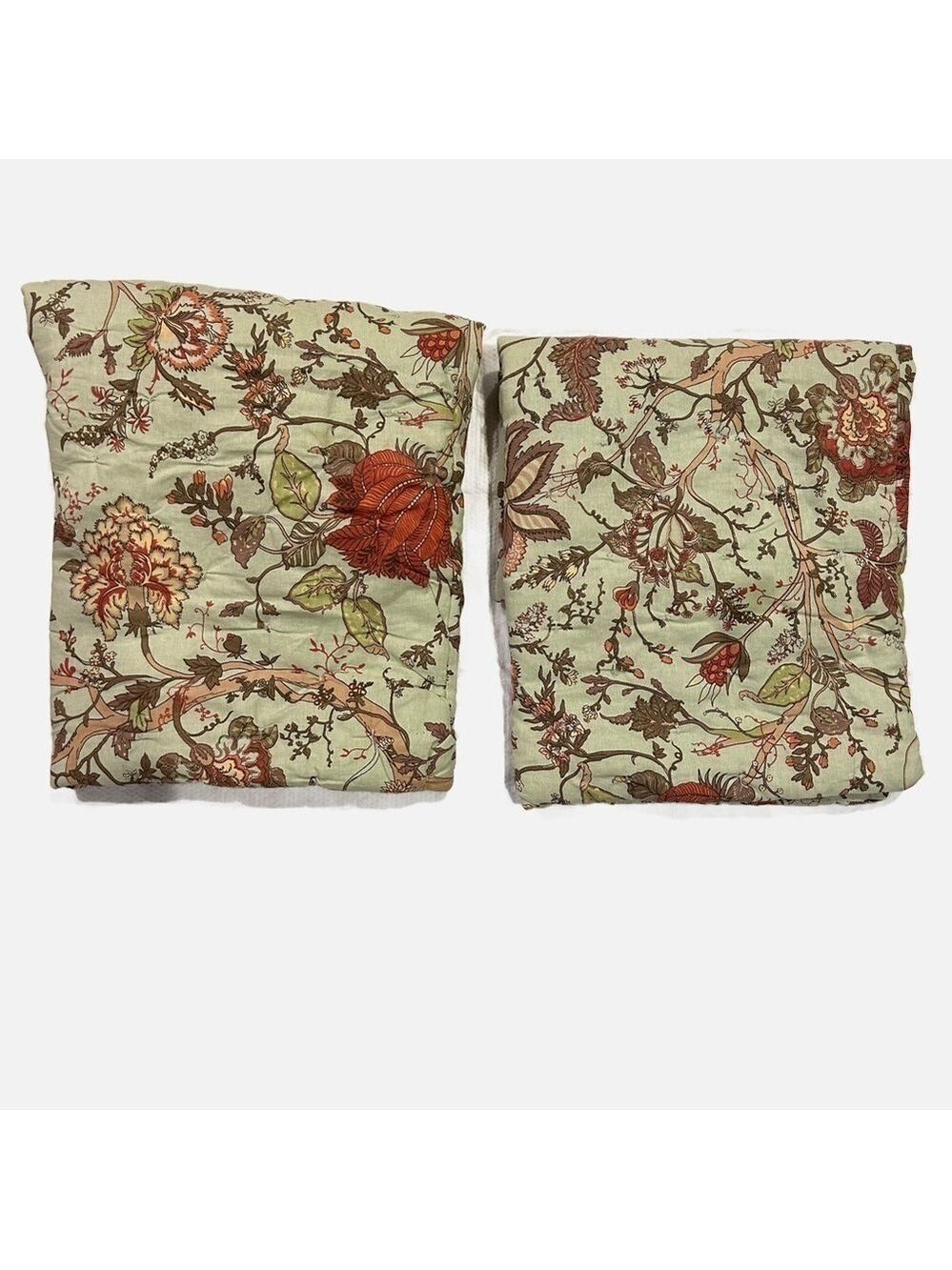 Rachel Zoe Pillow Sham Set of 2 Botanical Cotton Linen Blend Quilted Green 26x27